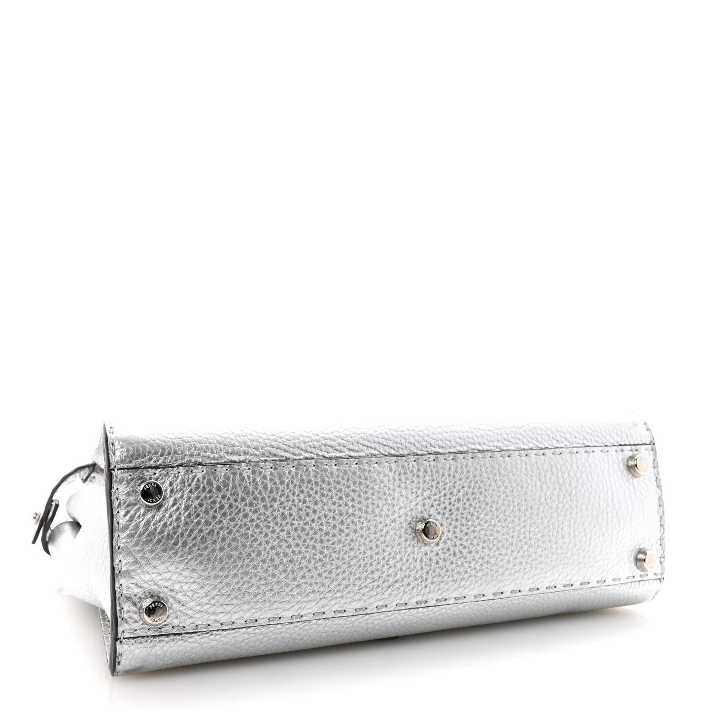 Cuoio Romano Lux Selleria Medium Peekaboo Iconic Satchel Argento