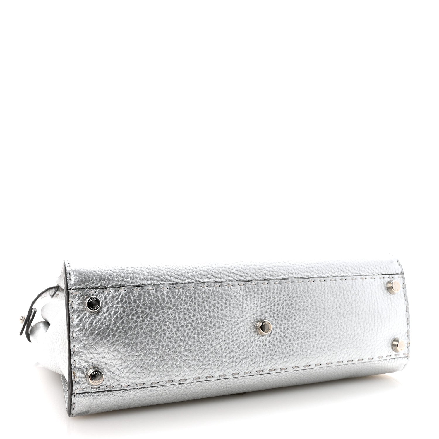 Fendi Cuoio Romano Lux Selleria Medium Peekaboo Iconic Satchel Argento 4 of 9