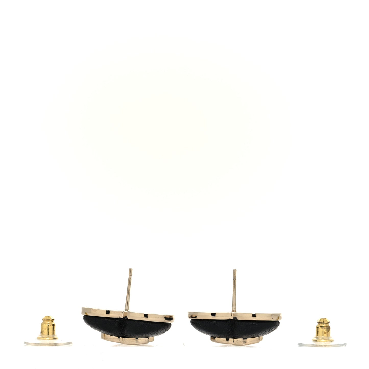 Lambskin CC Heart Earrings Black Gold