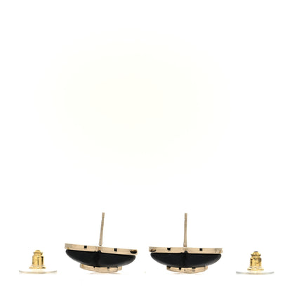 Chanel Lambskin CC Heart Earrings Black Gold 3 of 4