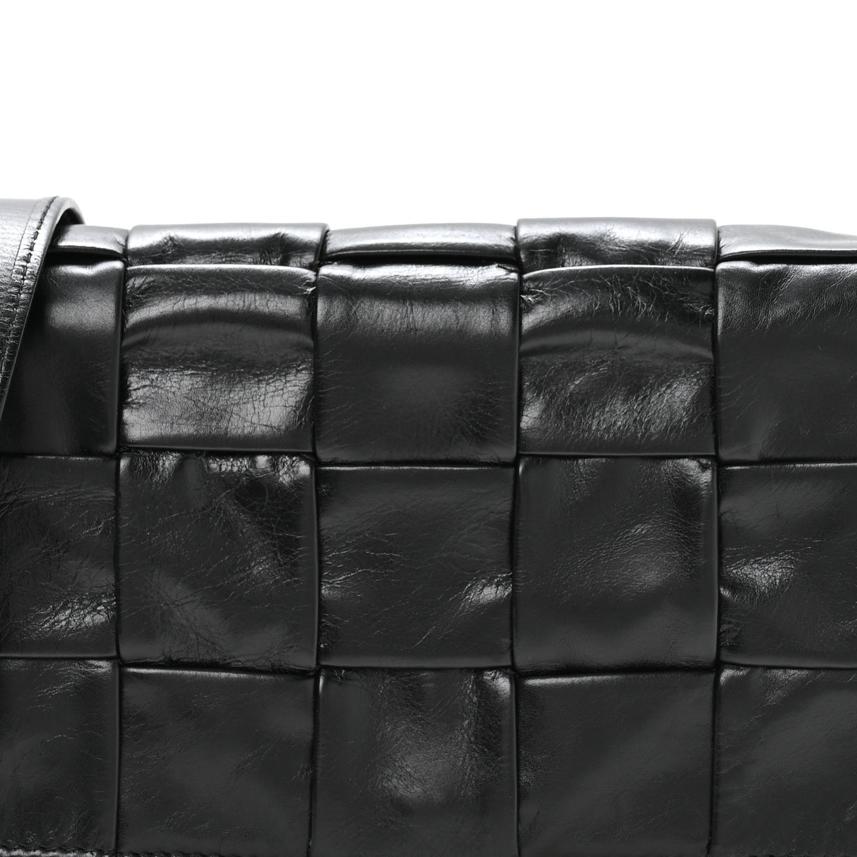 Paper Calfskin Maxi Intreccio Cassette Crossbody Bag Black