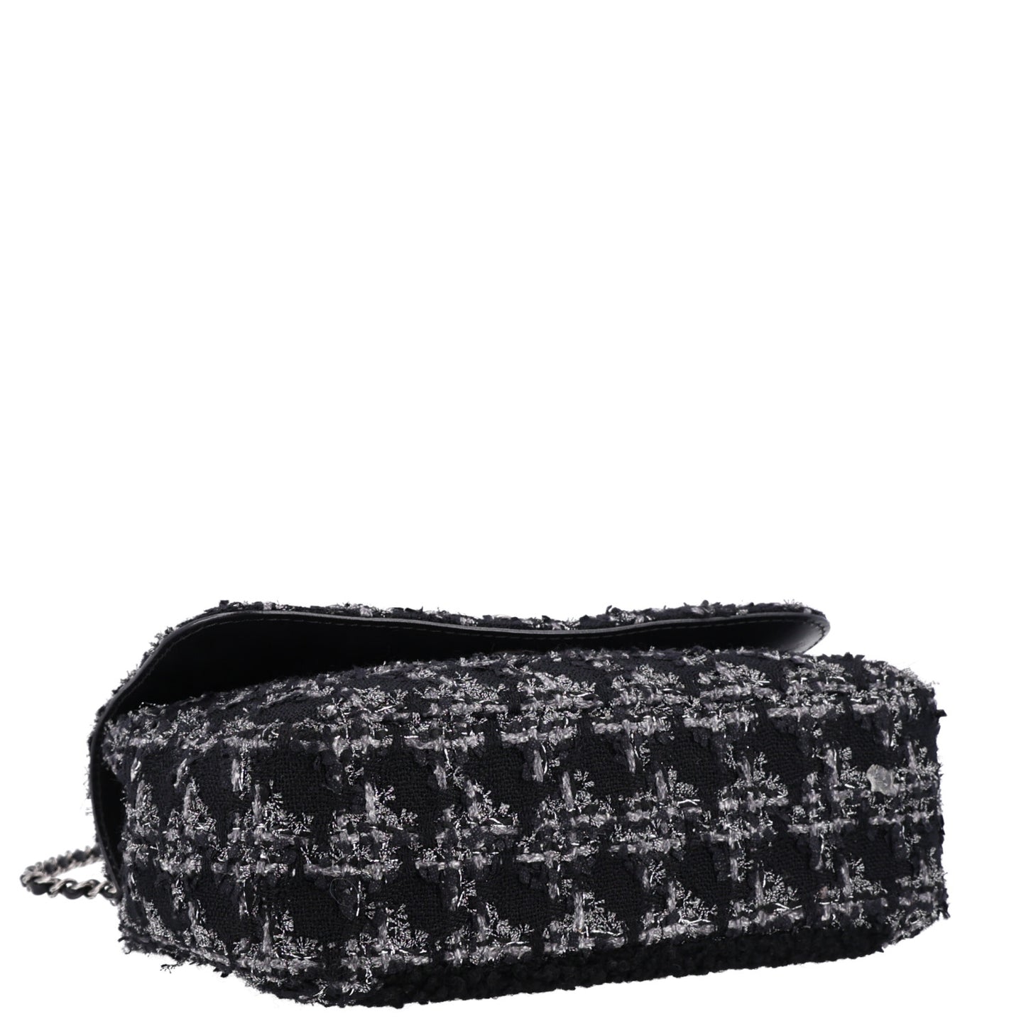 Shearling Tweed Medium Handle Boy Flap Black Grey