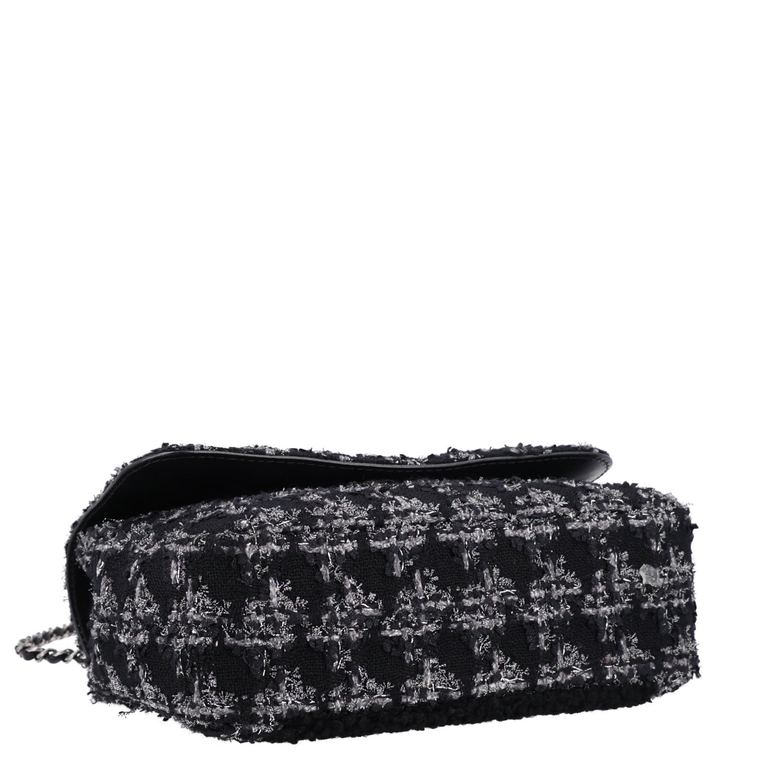 Chanel Shearling Tweed Medium Handle Boy Flap Black Grey 4 of 10