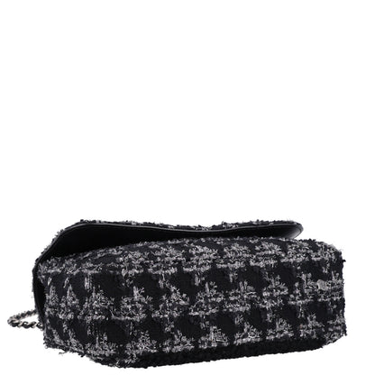 Chanel Shearling Tweed Medium Handle Boy Flap Black Grey 4 of 10