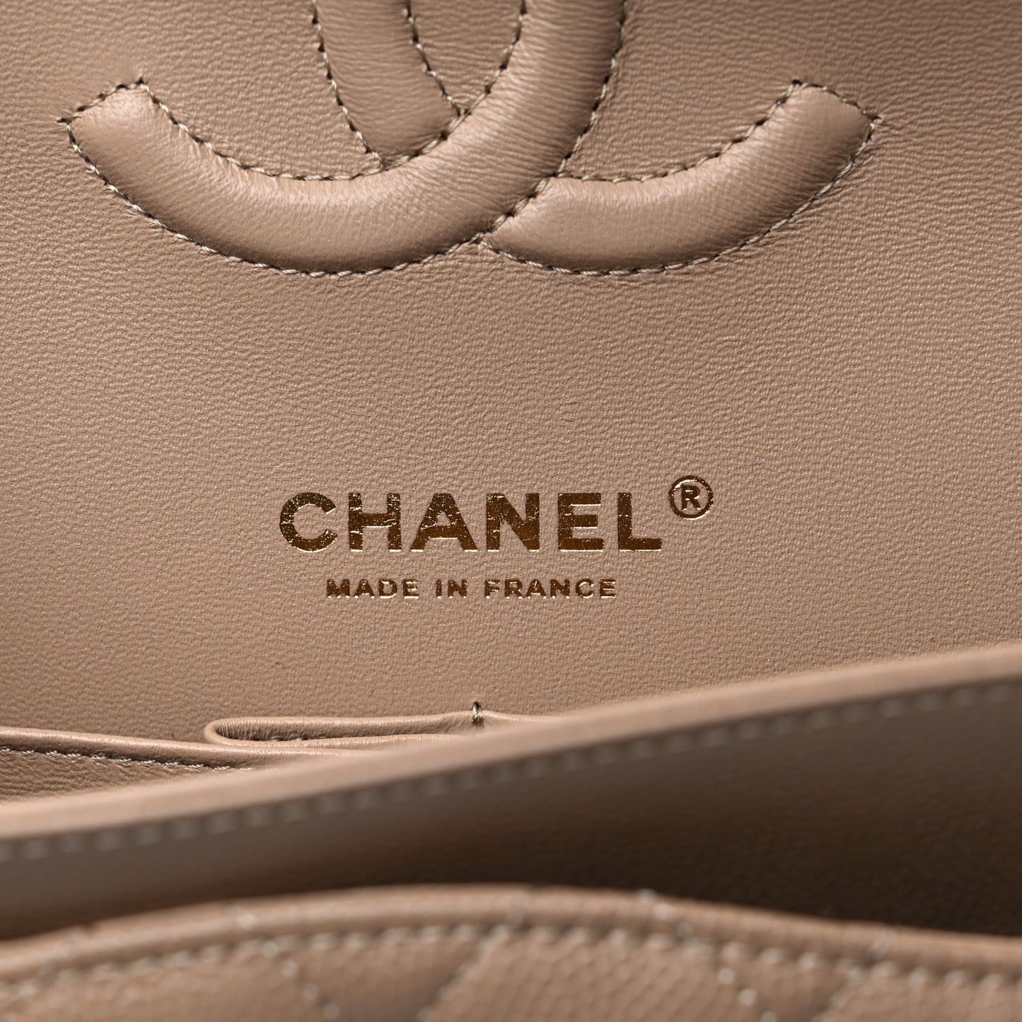 Caviar Quilted Medium Double Flap Dark Beige