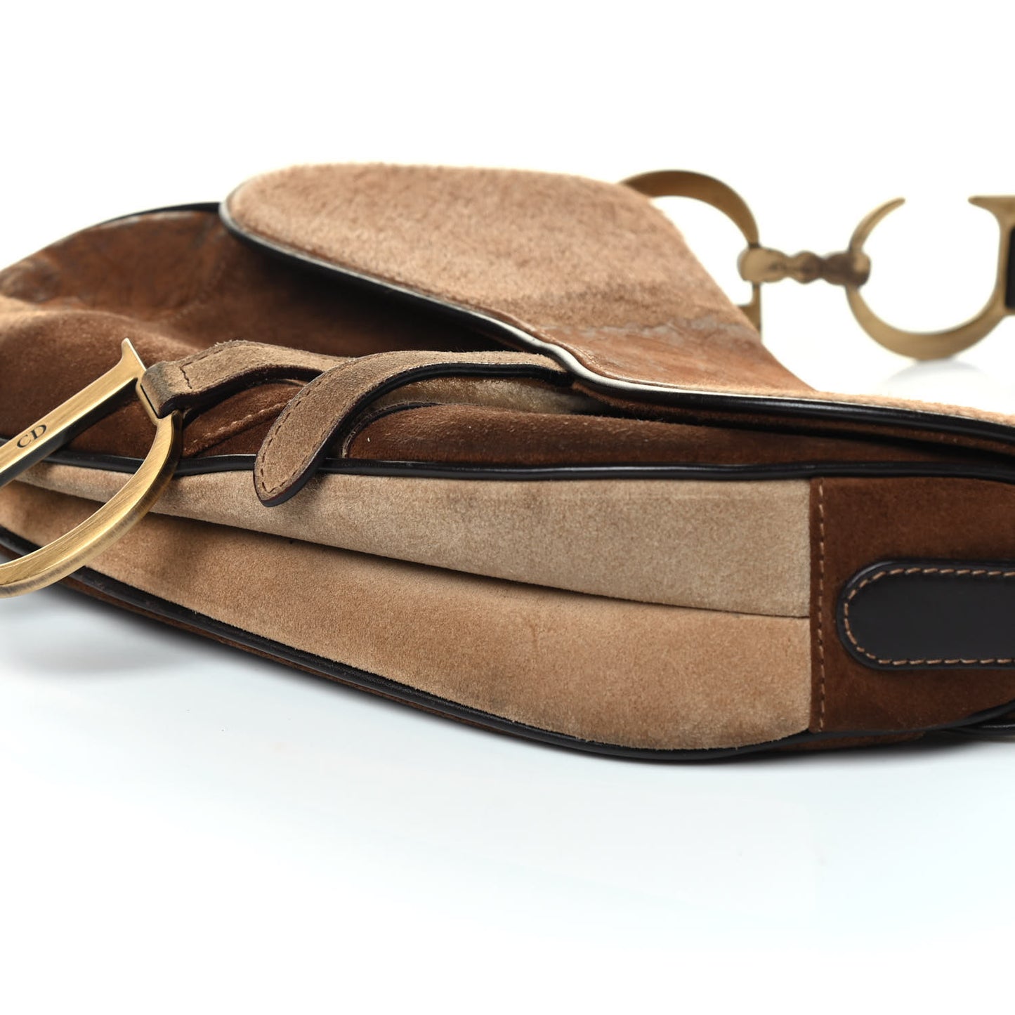 Pony Hair Suede Saddle Bag Brown