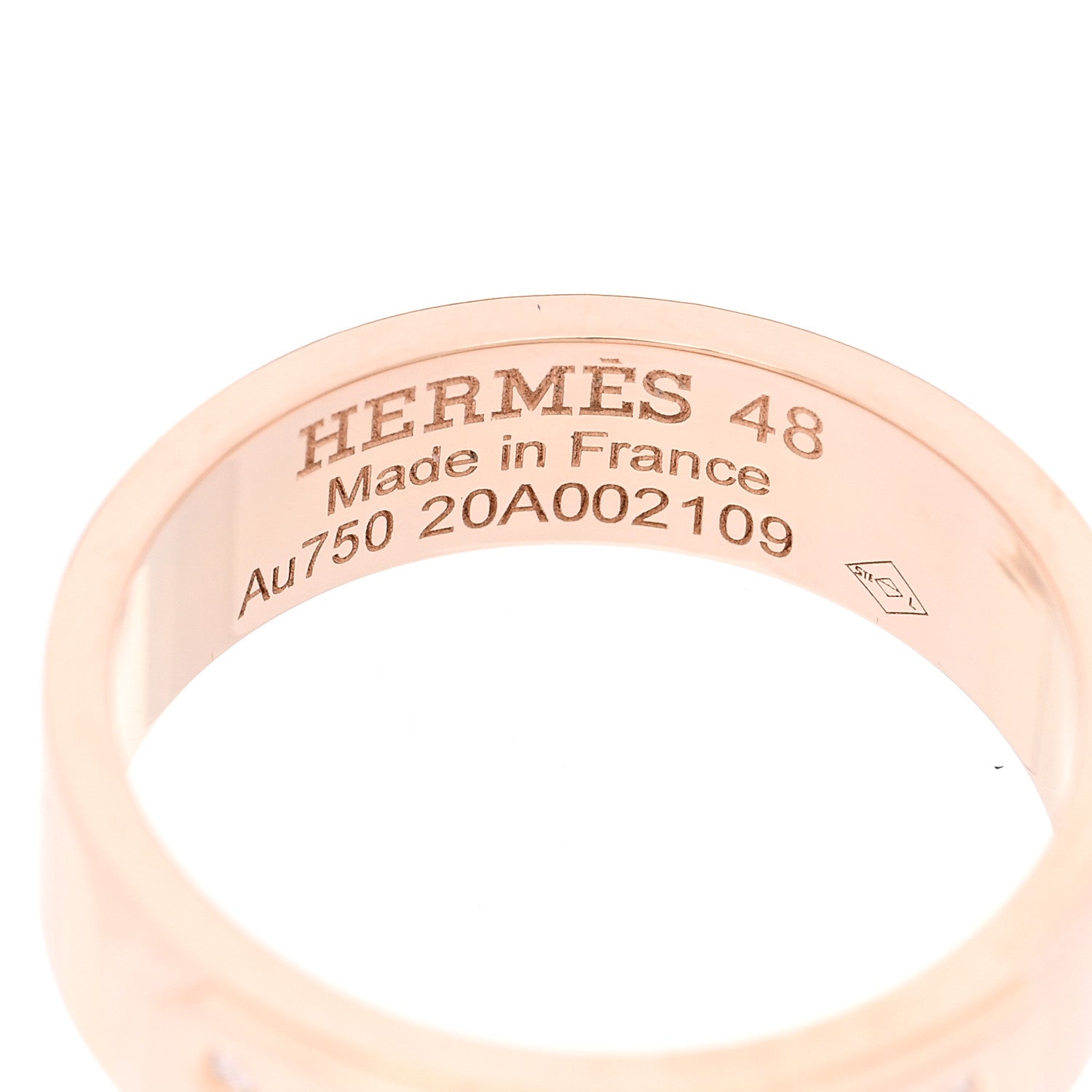 Hermes 18K Rose Gold Diamond PM Kelly Ring 48 4.5 4 of 5