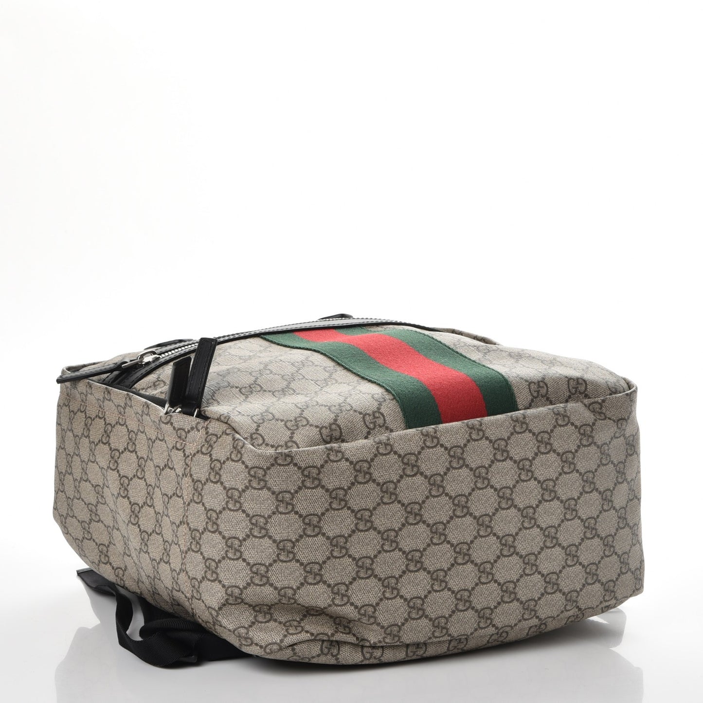 Soft GG Supreme Monogram Appia Calfskin Web Tote Backpack Beige Ebony Black