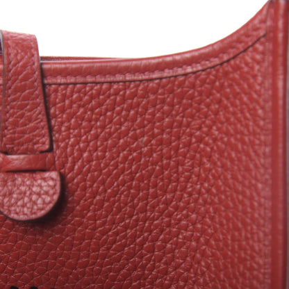 Hermes Taurillon Clemence Amazone Evelyne TPM Rouge Casaque Etain 10 of 12