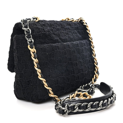 Chanel Tweed Quilted Medium Chanel 19 Flap Black Black 3 of 11