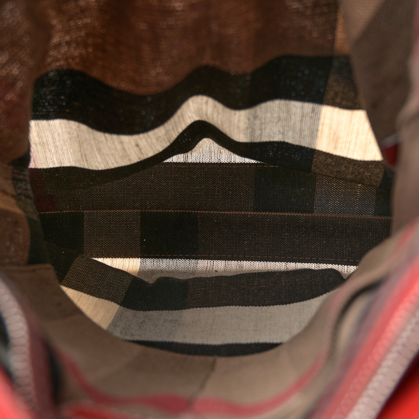 Canvas Mega Check Medium Tottenham Brit Tote Cadmium Red