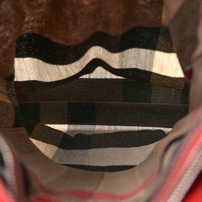 Burberry Canvas Mega Check Medium Tottenham Brit Tote Cadmium Red 5 of 10