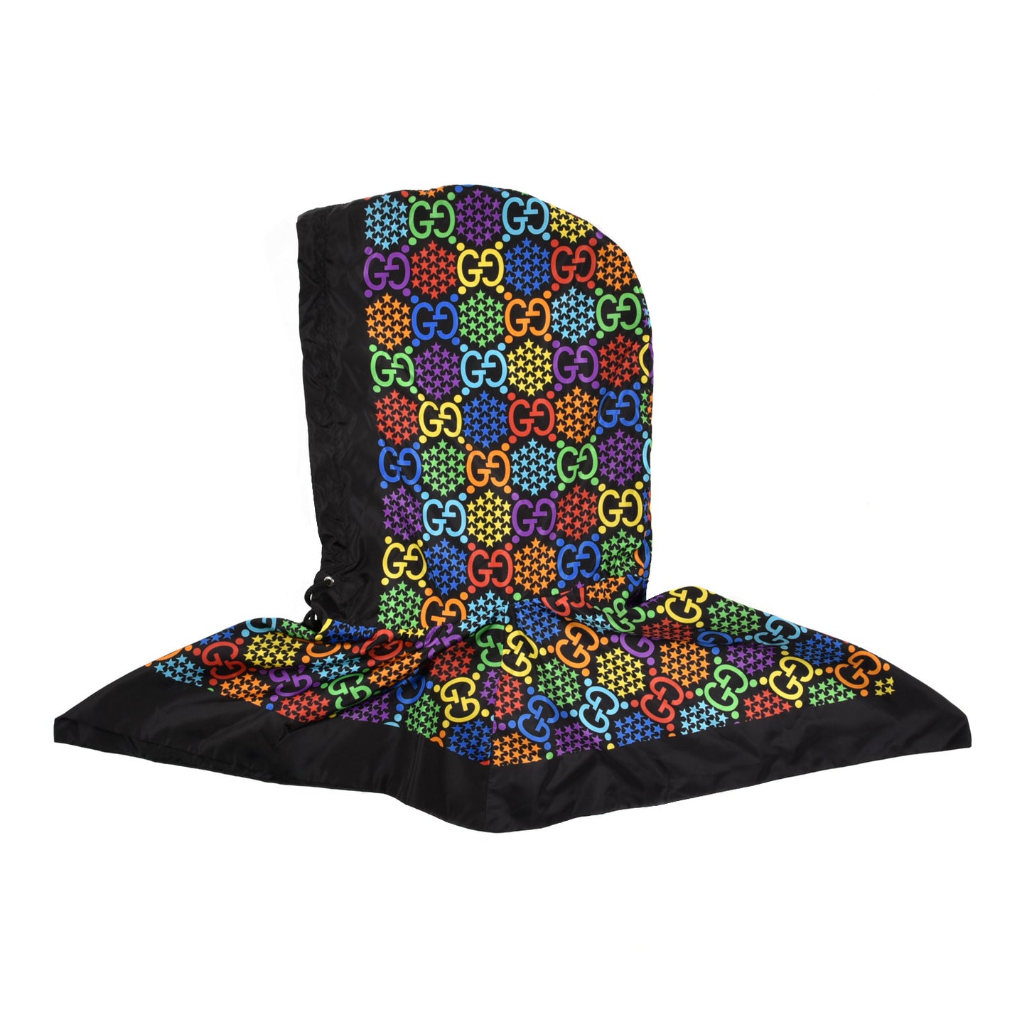 Silk Nylon Monogram Psychedelic Rain Hood Black