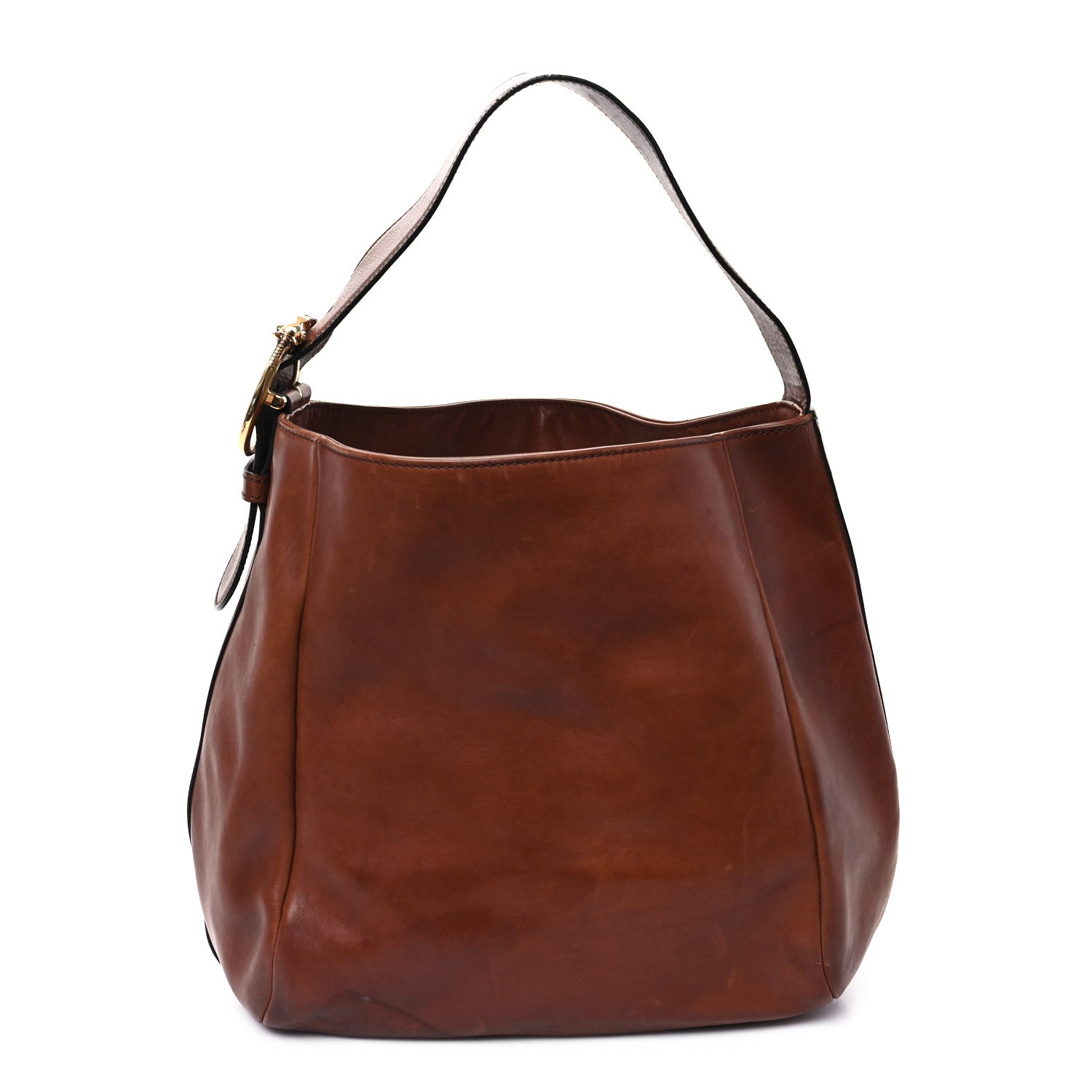 Gucci Washed Soft Calfskin Ribot Horse Heads Hobo Marrone Medio 1 of 13