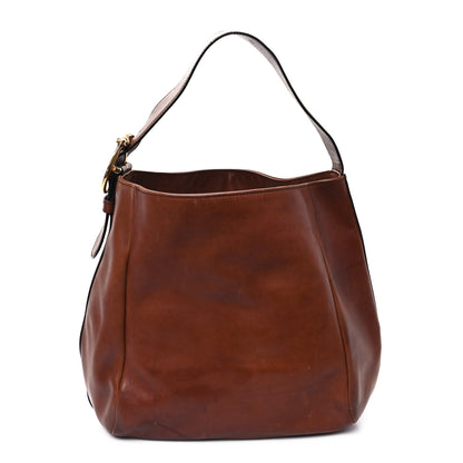 Gucci Washed Soft Calfskin Ribot Horse Heads Hobo Marrone Medio 1 of 13