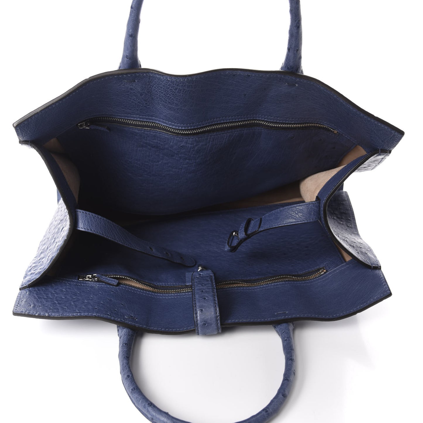 Ostrich Medium Jackie Top Handle Bag Blue
