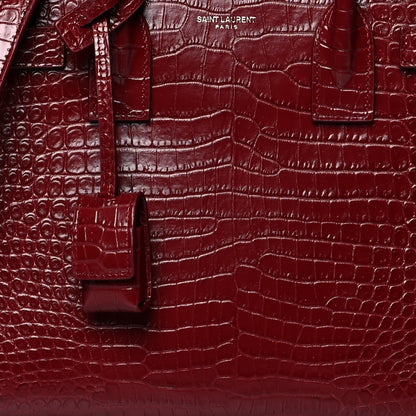 Saint Laurent Calfskin Crocodile Embossed Baby Sac De Jour Bordeaux 7 of 9
