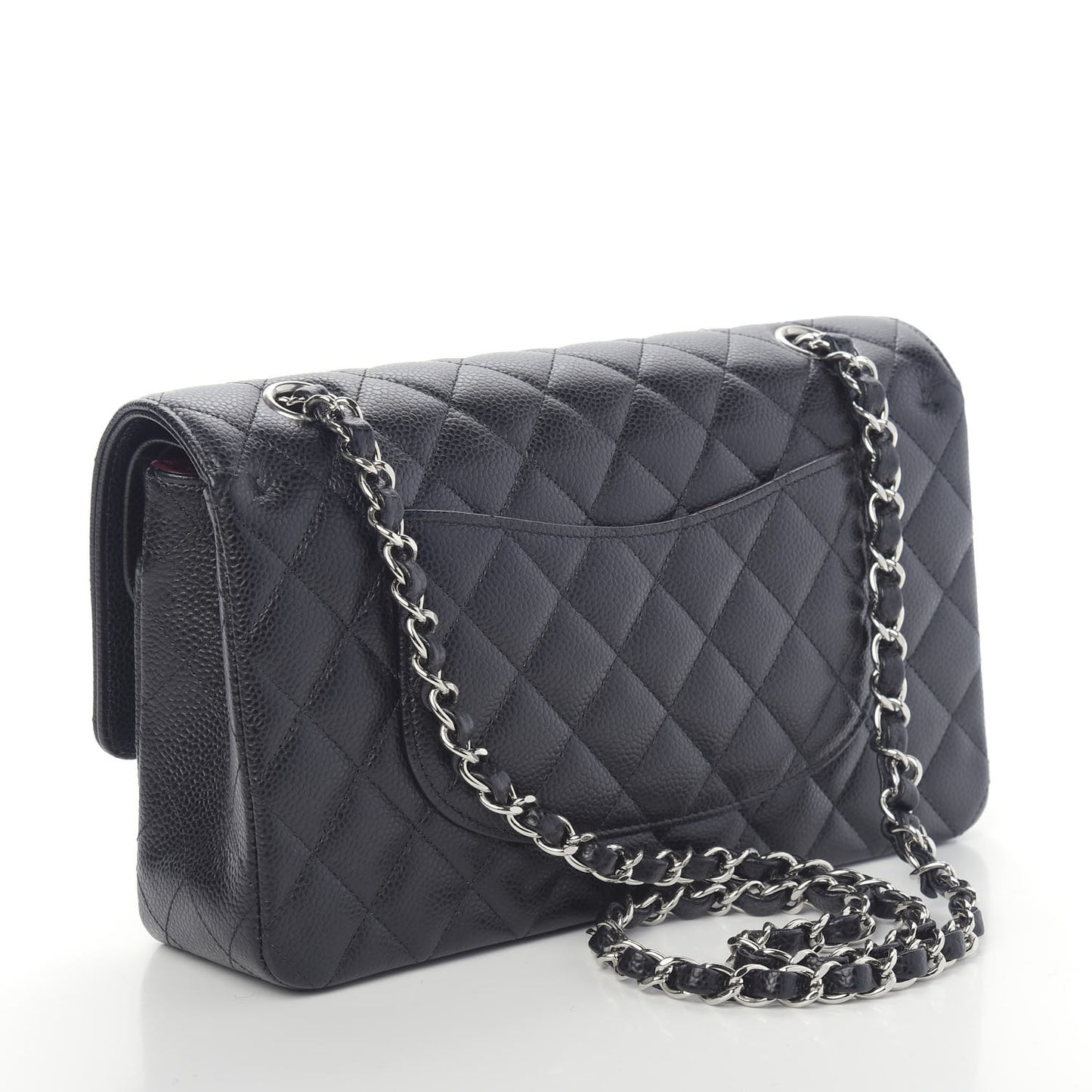 Caviar Quilted Medium Double Flap Black