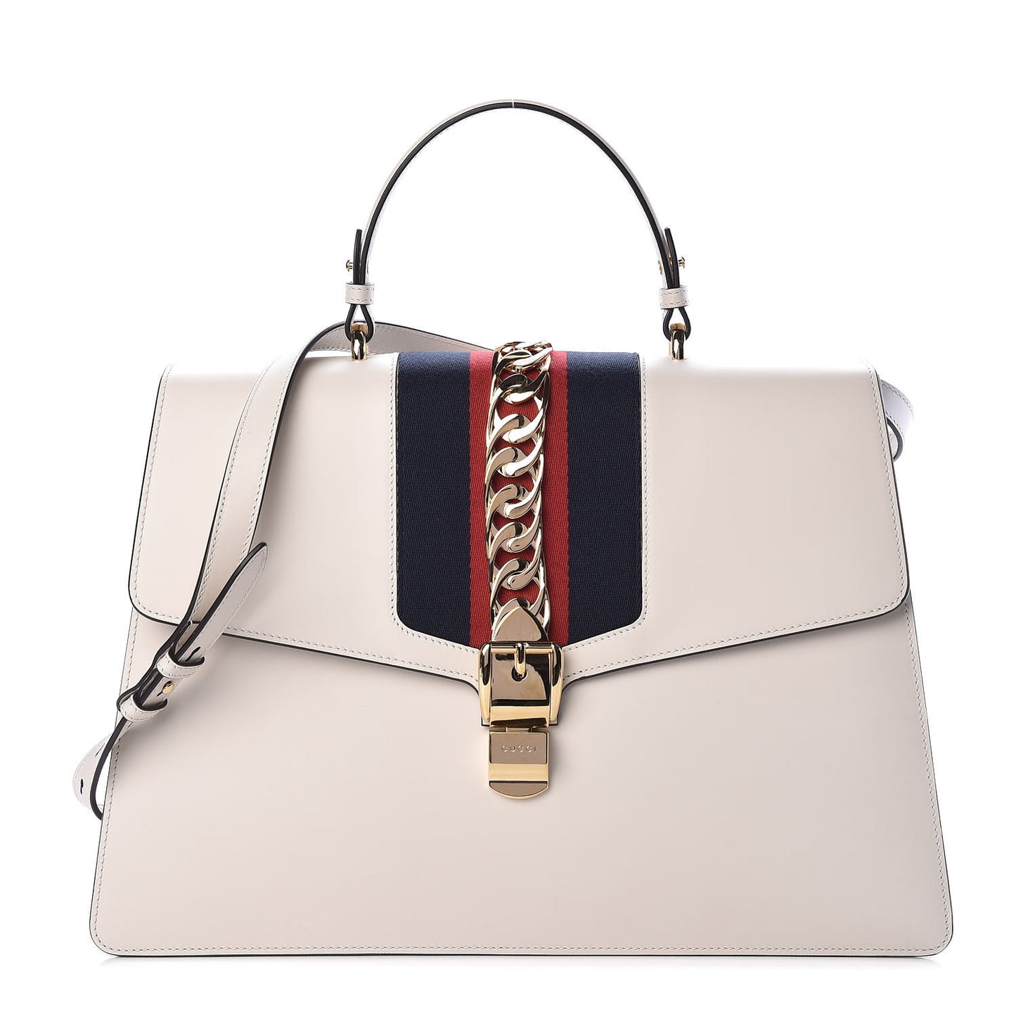Calfskin Maxi Sylvie Top Handle Bag White