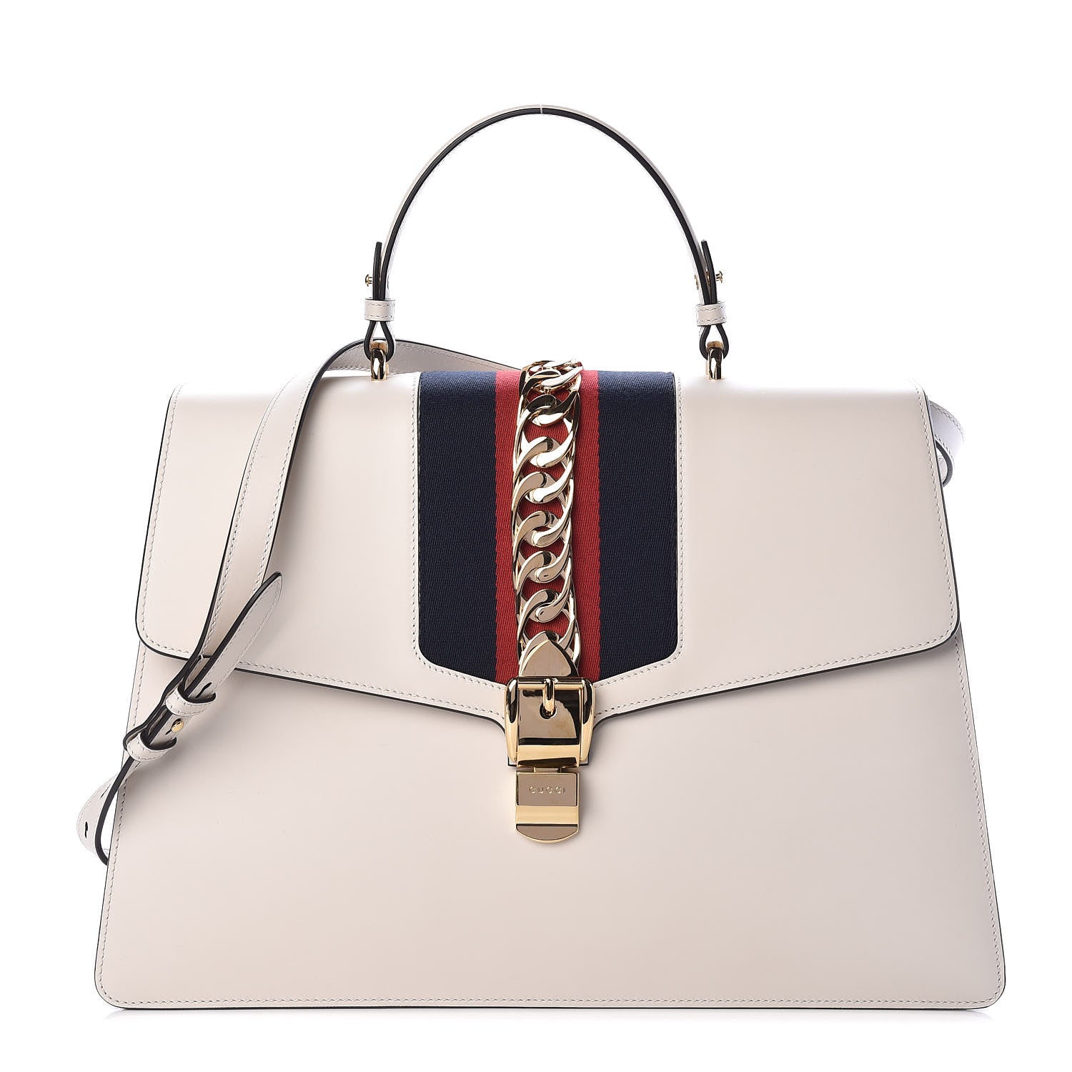 Gucci Calfskin Maxi Sylvie Top Handle Bag White 1 of 10