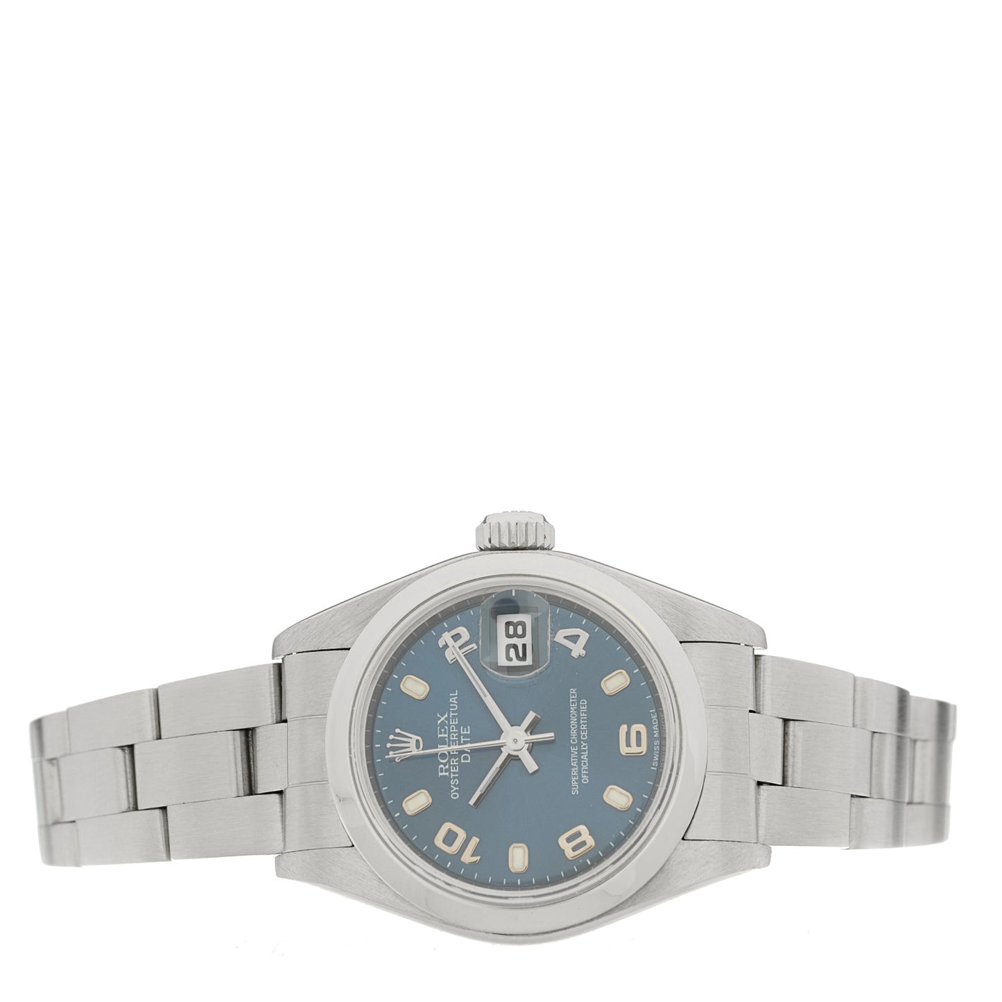 Stainless Steel 26mm Oyster Perpetual Date Watch Blue 79160