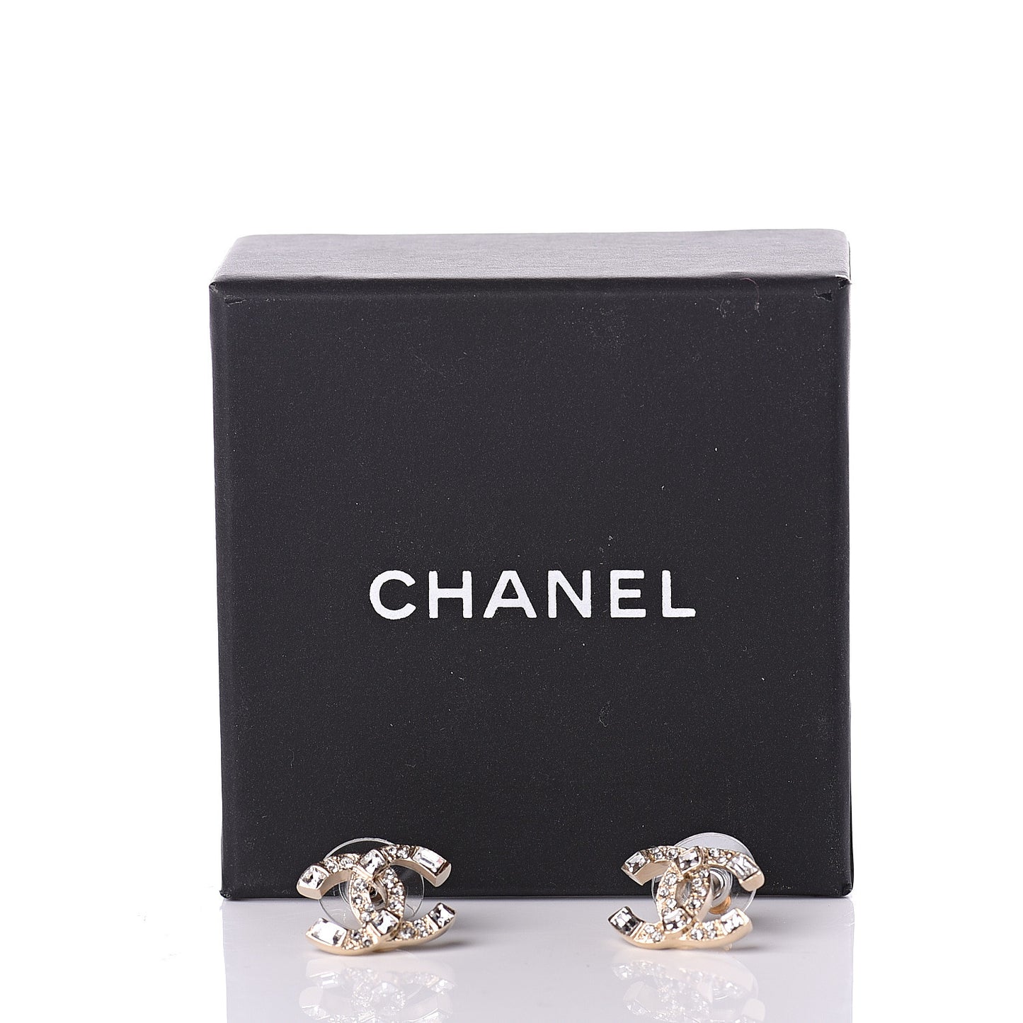 Crystal Baguette CC Earrings Gold