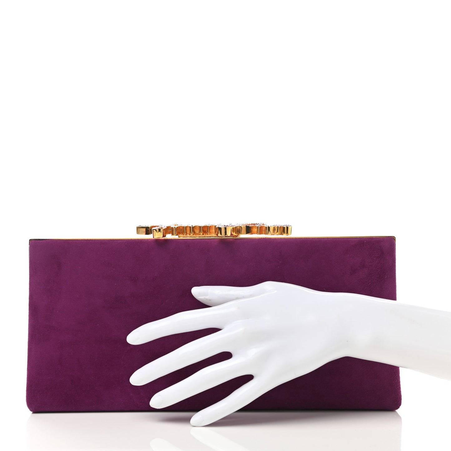 Suede Celeste Logo Clutch Purple