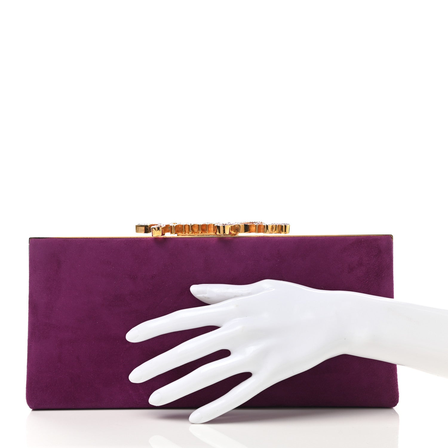Jimmy Choo Suede Celeste Logo Clutch Purple 2 of 6
