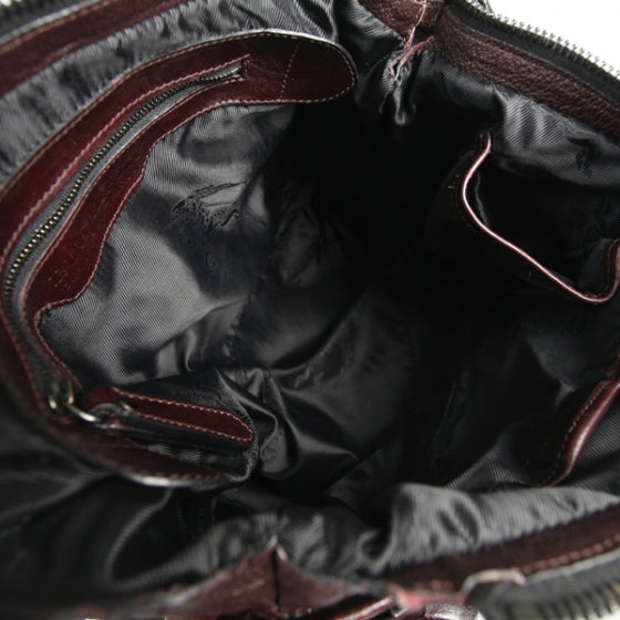 Leather Pleated Lowry Cartridge Bag Dark Purple