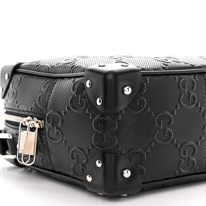 Gucci Calfskin GG Tennis Embossed Square Messenger Bag Black 9 of 10