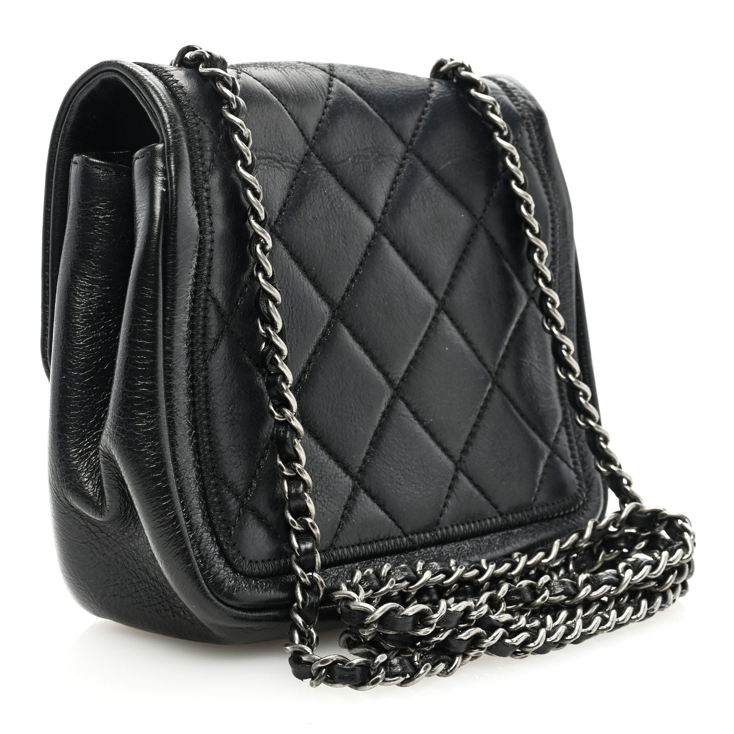 Lambskin Quilted Mini Graphic Flap Bag Black