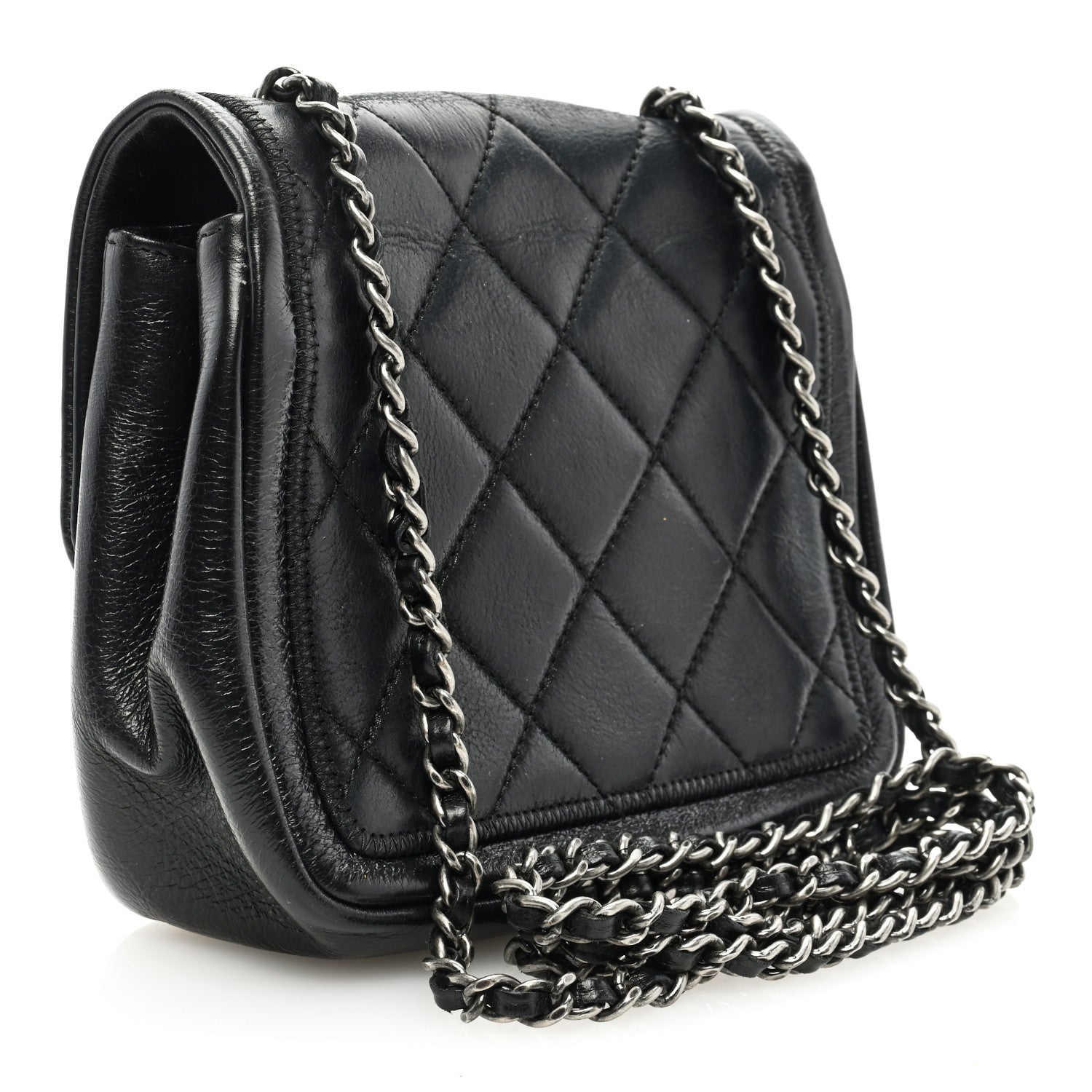 Chanel Lambskin Quilted Mini Graphic Flap Bag Black 3 of 9