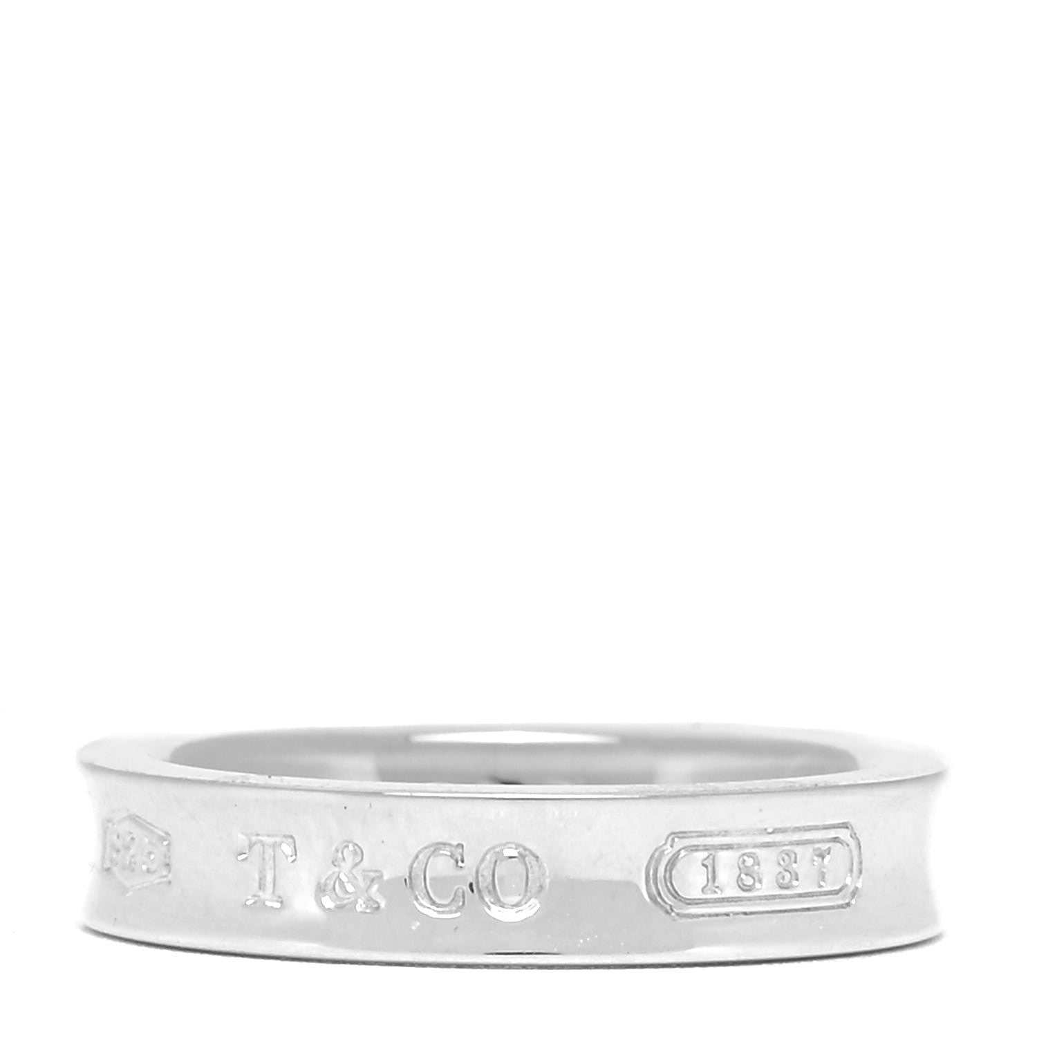 Tiffany Sterling Silver Narrow 1837 Band Ring 49 4.75 1 of 4