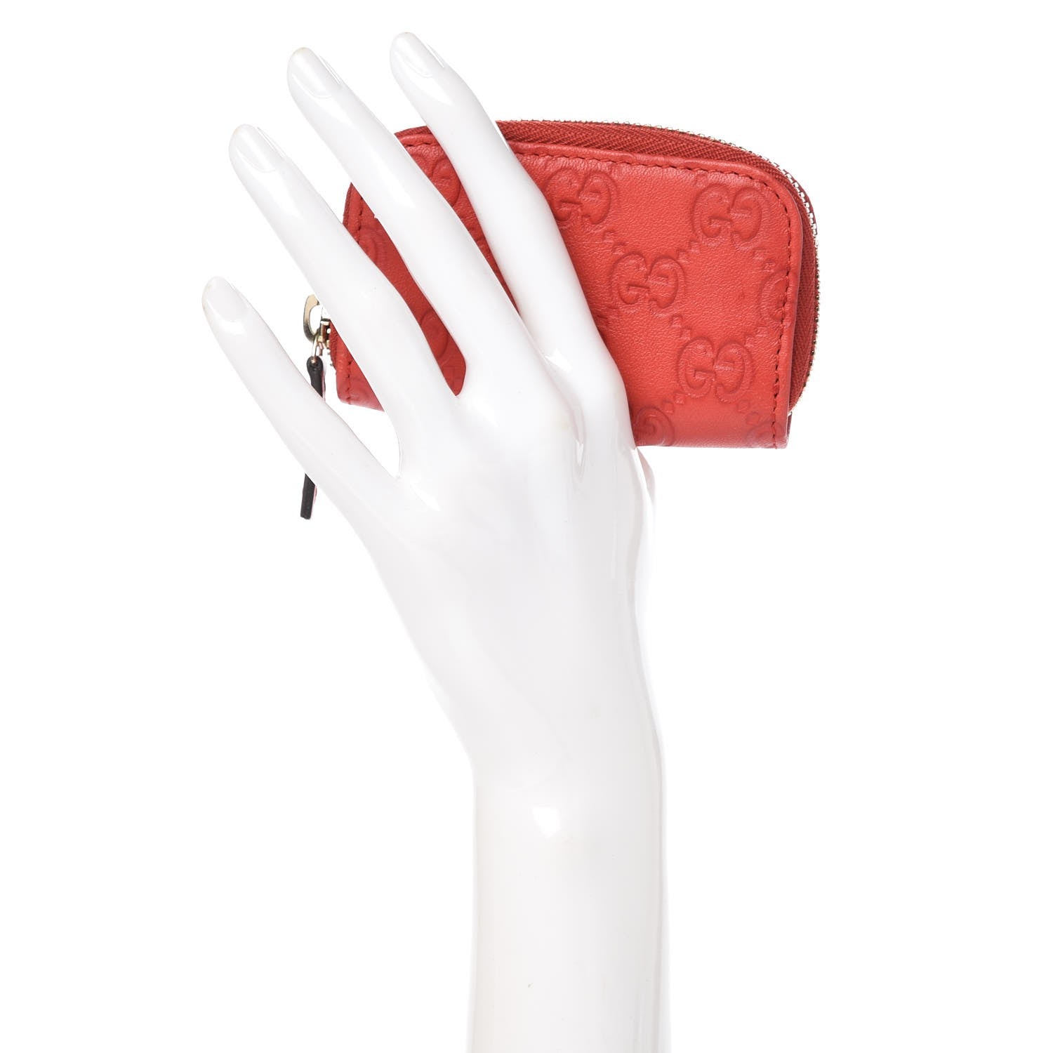 Gucci Guccissima Zip Around Coin Purse Red 2 of 8