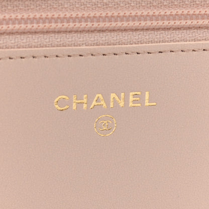 Chanel Lambskin Quilted CC Pearl Crush Wallet on Chain WOC Light Beige 6 of 12