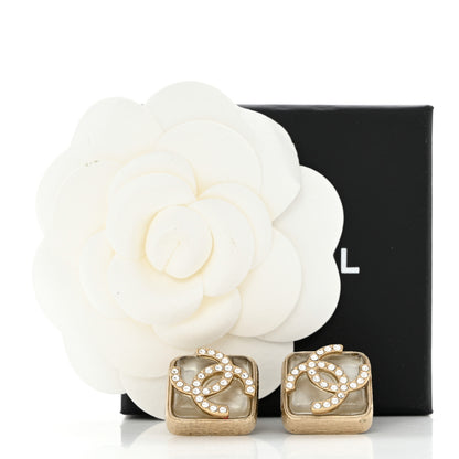 Chanel Crystal Square CC Earrings Gold 5 of 5