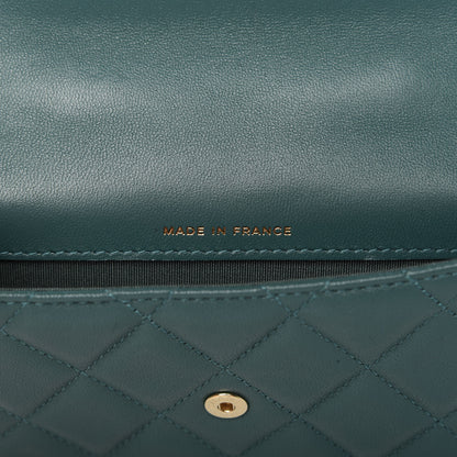 Chanel Lambskin Quilted Top Handle Flap Coin Purse With Chain Green 9 of 12