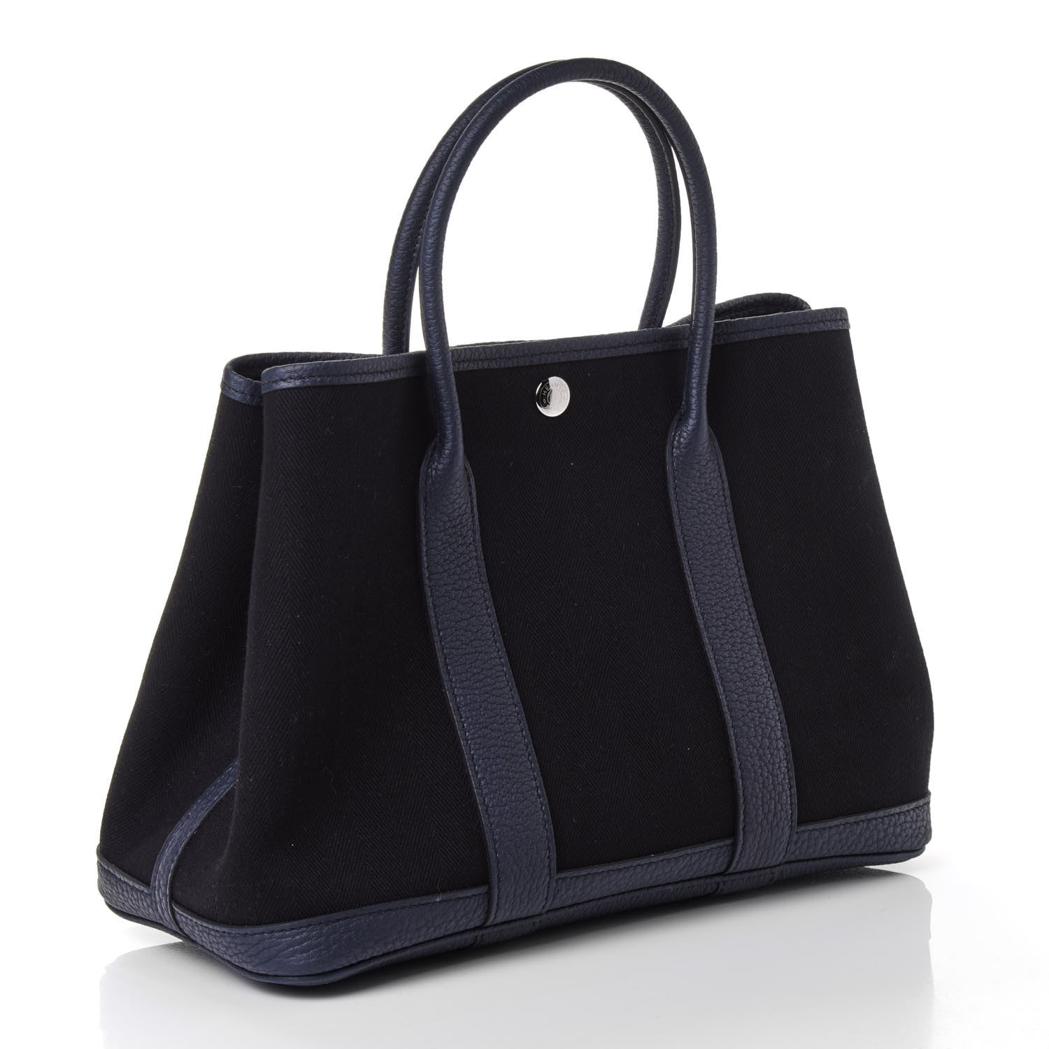 Hermes Chevron Herringbone Toile Negonda Garden Party 30 TPM Black Bleu Nuit 2 of 4
