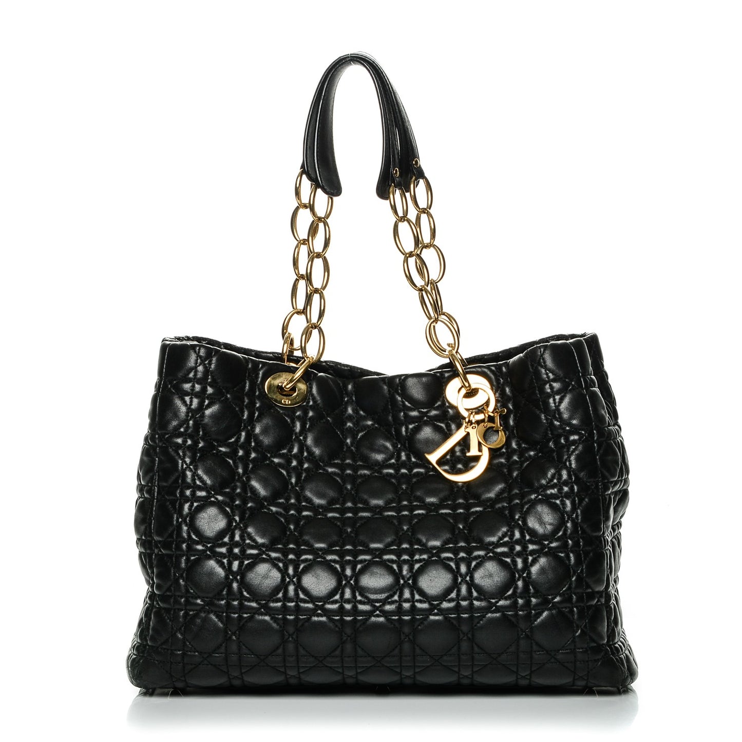 Lambskin Cannage Large Dior Soft Shopping Tote Black