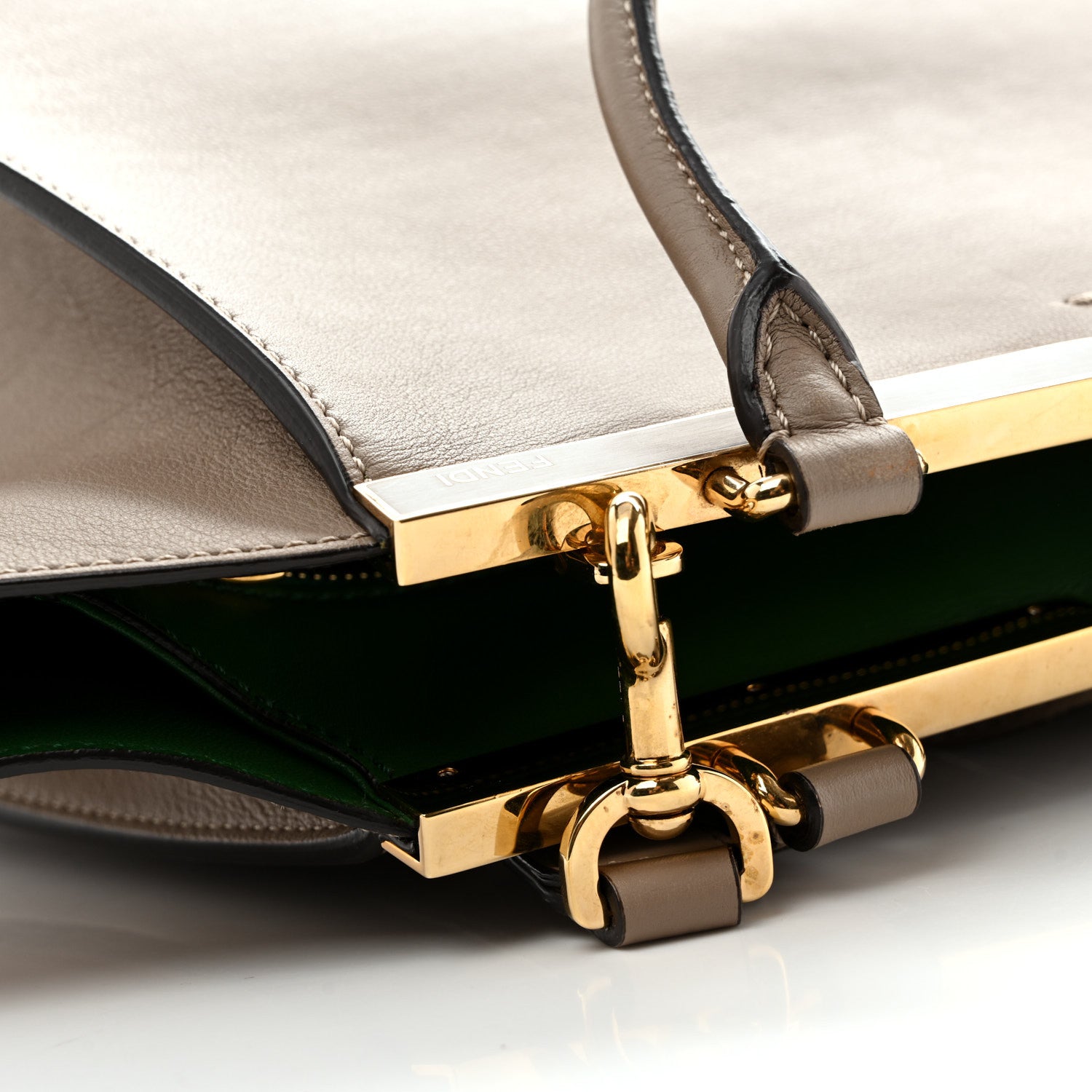 Fendi Vitello Dolce Shiny Nappa Petite 3Jours Tote Tortora Emerald 11 of 12
