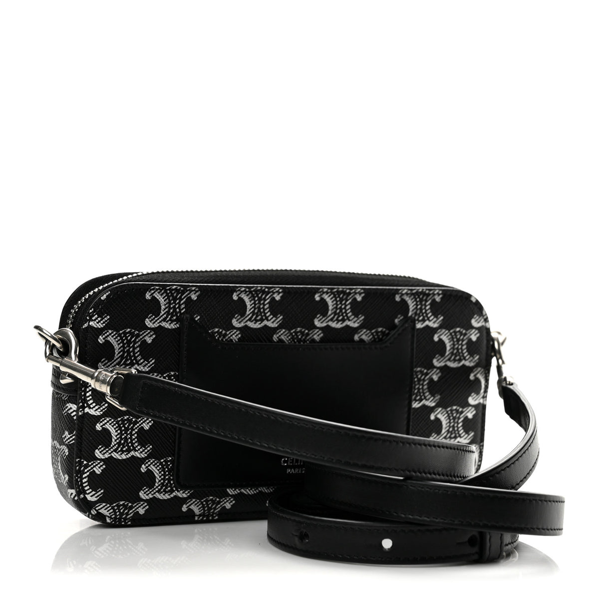 Celine Triomphe Canvas Horizontal Pouch Silver Black 3 of 14