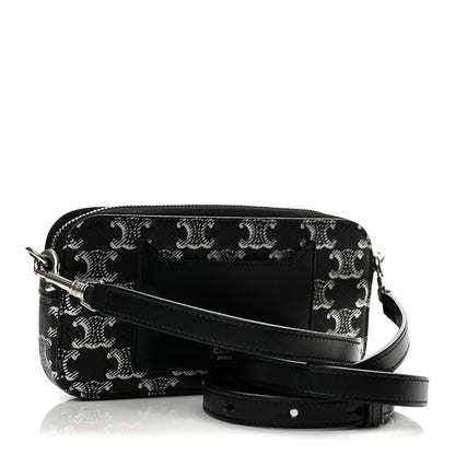 Celine Triomphe Canvas Horizontal Pouch Silver Black 3 of 14