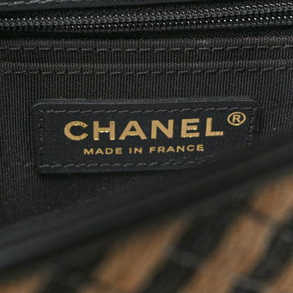 Chanel Raffia Jute Striped Small Urban Jungle Single Flap Black Beige 6 of 12
