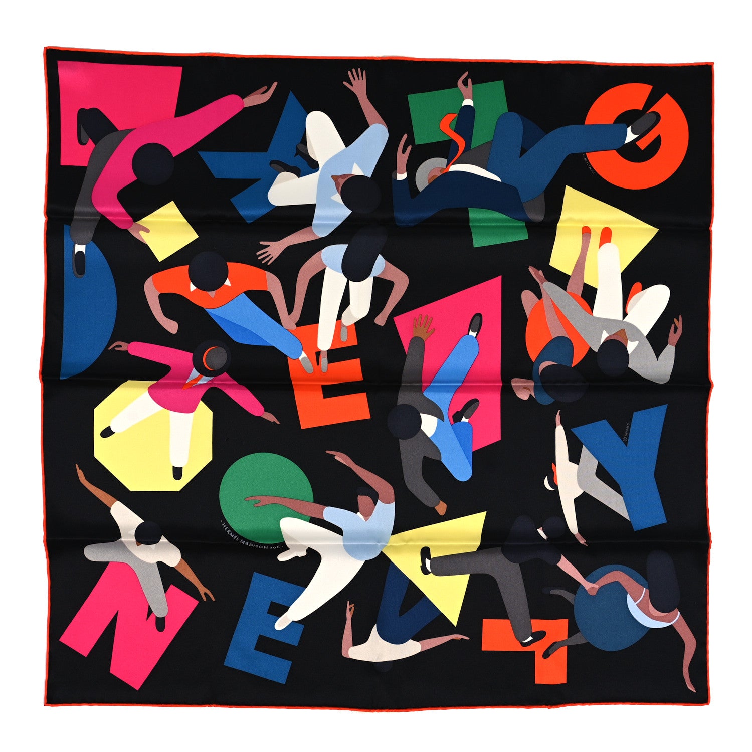 Hermes Silk Hommage A Gene Kelly Scarf 70 Black Multicolore 1 of 4