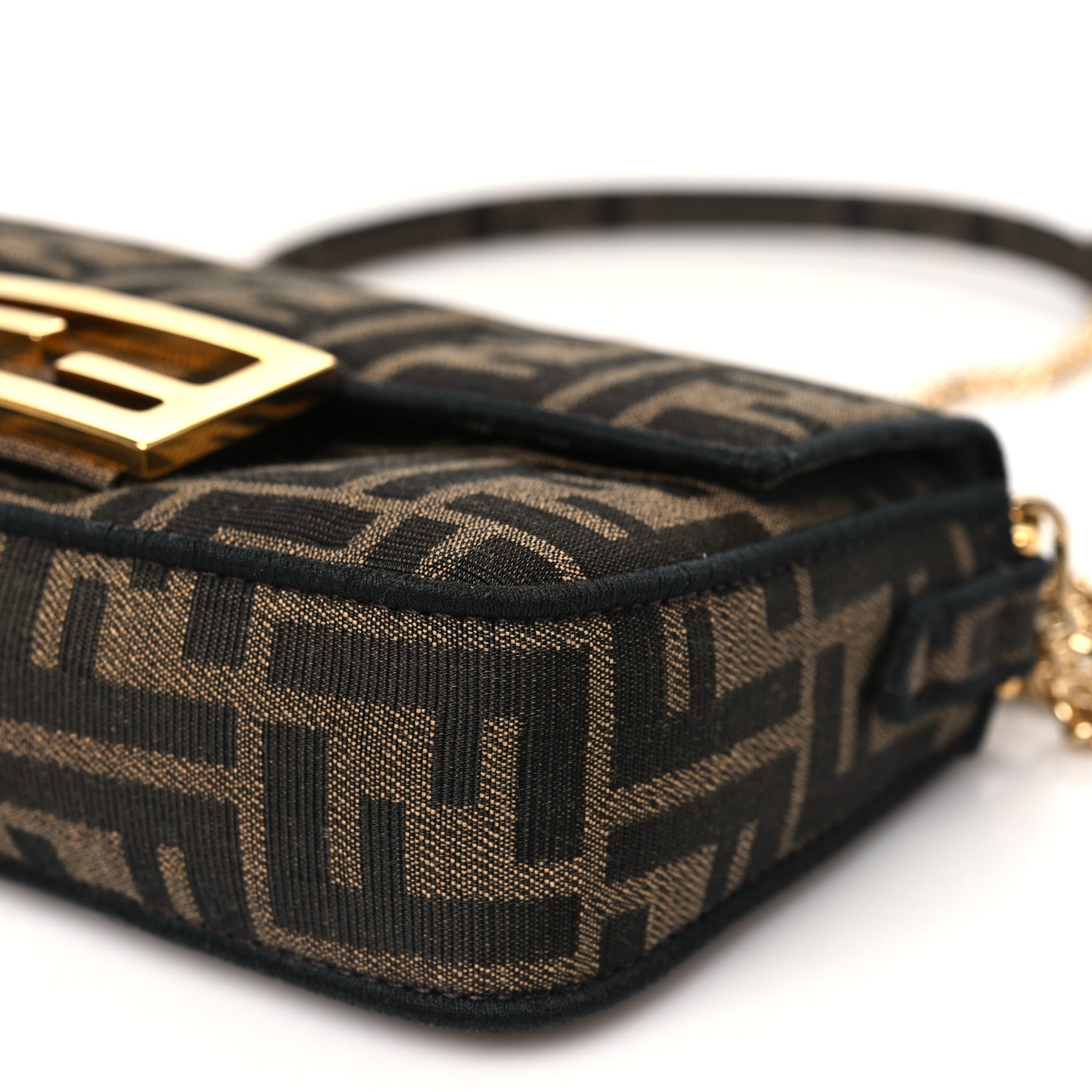 Fendi Fabric Jacquard FF 1974 Mini Baguette Tobacco Moro Black 10 of 11