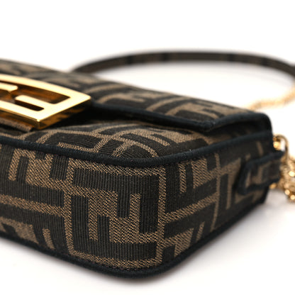 Fendi Fabric Jacquard FF 1974 Mini Baguette Tobacco Moro Black 10 of 11