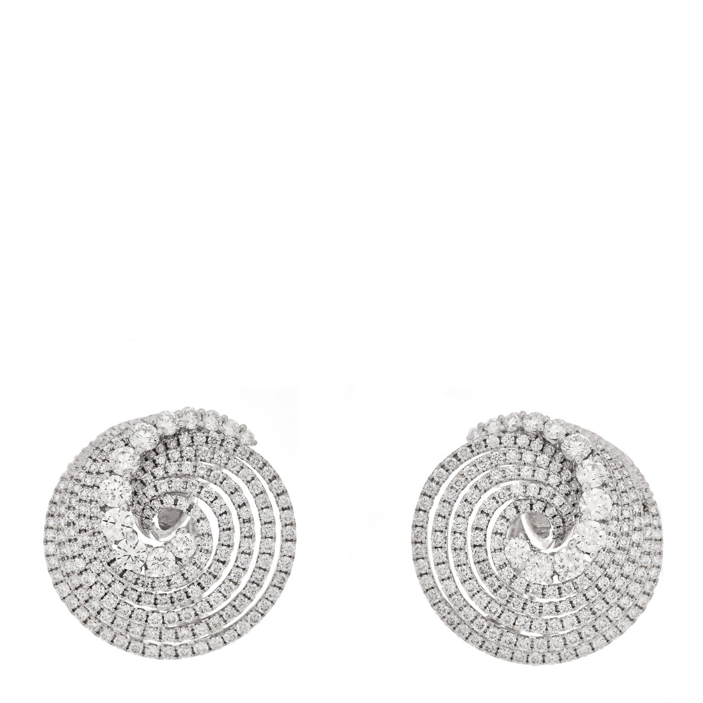 18K White Gold Diamond 4.36ctw Swirl Earrings