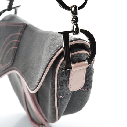 Christian Dior Patent Denim Jeans Saddle Bag Grey Pink 12 of 12