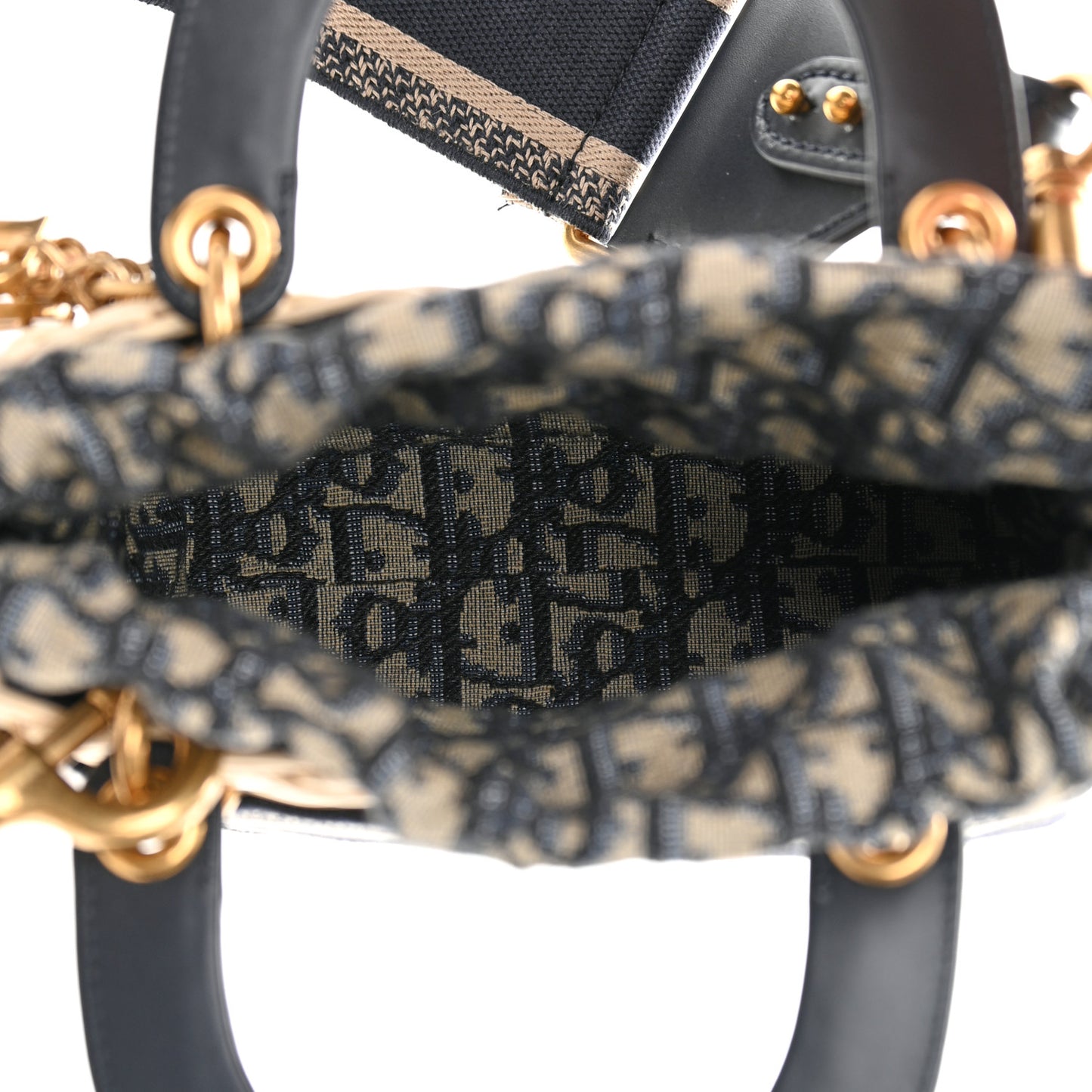 Wicker Oblique Mini Lady Dior Bag Blue