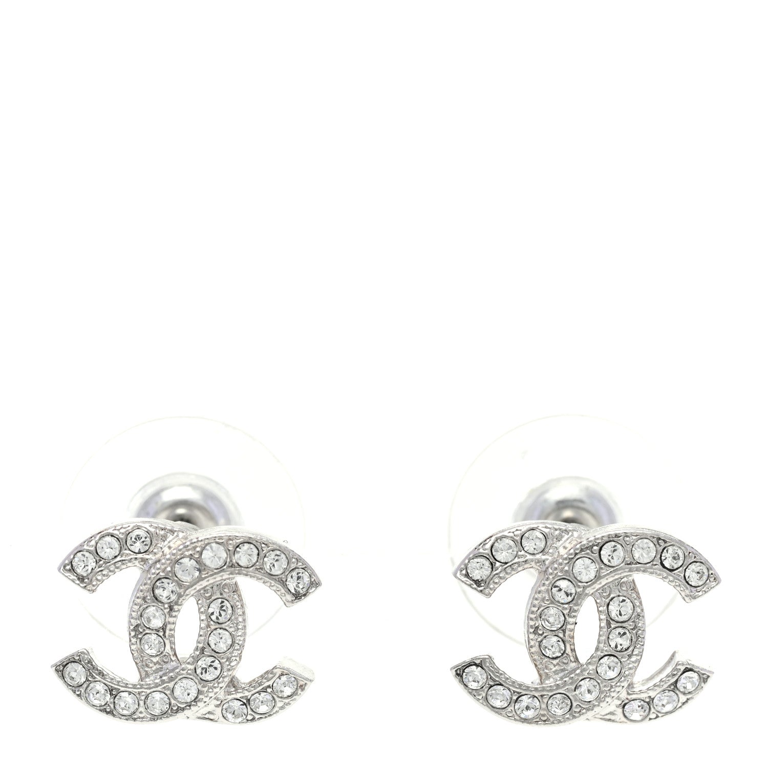 Chanel Crystal Mini CC Earrings Silver 1 of 5